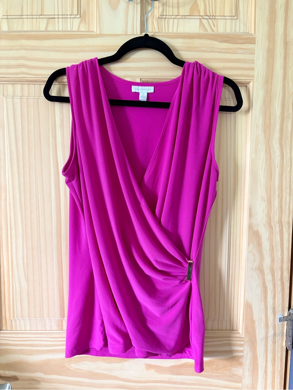 Charter Club Draped Faux-Wrap Camisole in Fuchsia